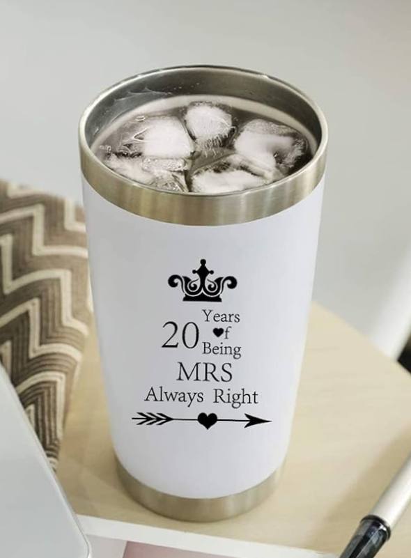 Insulated Stainless Steel Tumbler Set – Black & White Couple Cups (20 oz)